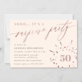 Blush & Roos Gold Script Surprise Party Magnetische Uitnodiging