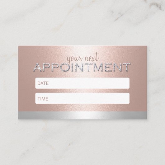 Blush Roos Gold & Silver Salon Spa Appointment Afsprakenkaartje (Voorkant)