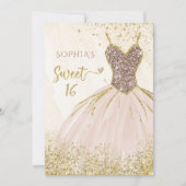 Blush Roos Gold Sparkle Dress Sweet 16 jaar Kaart (Voorkant)