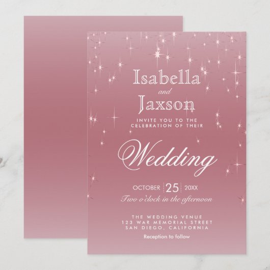 Blush Roos Gold Star Lights Kaart (Voorkant / Achterkant)