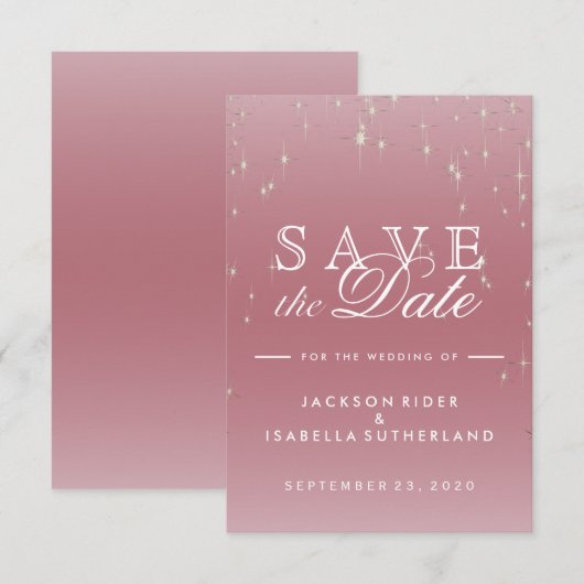Blush Roos Gold Star Lights - Save the Date (Voorkant / Achterkant)