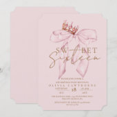 Blush Roos & Gold Sweet 16 Boog Verjaardag Kaart (Voorkant / Achterkant)