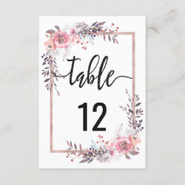 Blush & Roos Gold Table Number Kaart