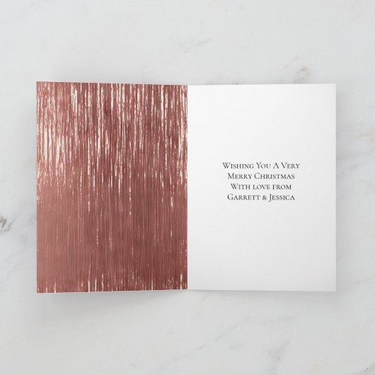 Blush Roos Gold Tinsel Kerstboom Kaart (Binnen)