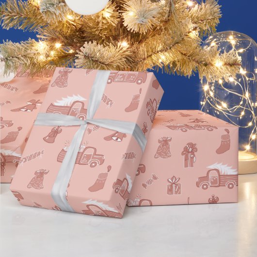 Blush Roos Gold Trucks maken kerstmis kapot Cadeaupapier (Feestdagen)