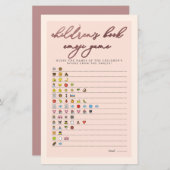 Blush Roos Gold Typografie Emoji Game Baby shower (Voorkant / Achterkant)
