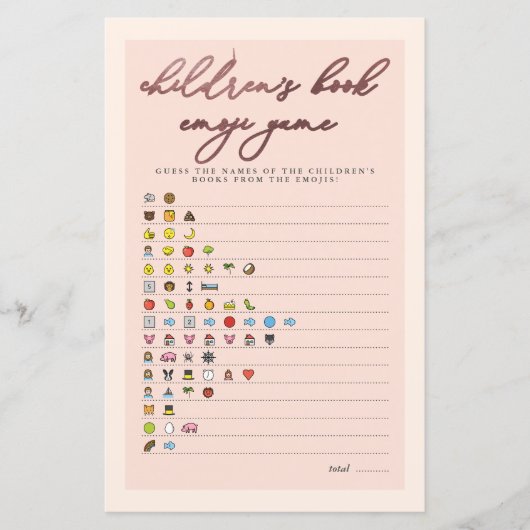 Blush Roos Gold Typografie Emoji Game Baby shower (Voorkant)