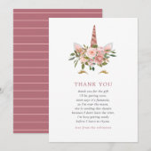 Blush & Roos Gold Unicorn Baby shower Hartelijk da Bedankkaart (Voorkant / Achterkant)
