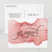 Blush Roos Gold Waterverf is ingeschakeld, Verlovi Aankondigingskaart (Voorkant / Achterkant)