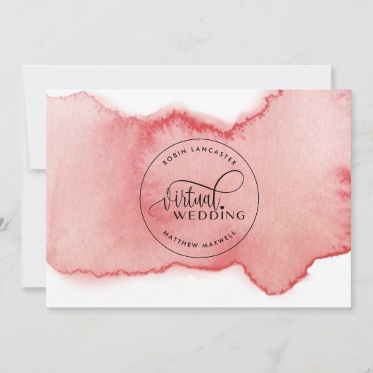 Blush Roos Gold Waterverf, Online Virtual Wedding Kaart (Achterkant)