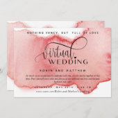 Blush Roos Gold Waterverf, Online Virtual Wedding Kaart (Voorkant / Achterkant)