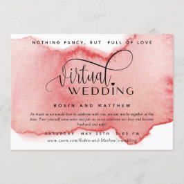 Blush Roos Gold Waterverf, Online Virtual Wedding Kaart