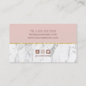 Blush Roos Gold & White Marble Modern Beauty Salon Visitekaartje (Achterkant)