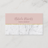 Blush Roos Gold & White Marble Modern Beauty Salon Visitekaartje (Voorkant)