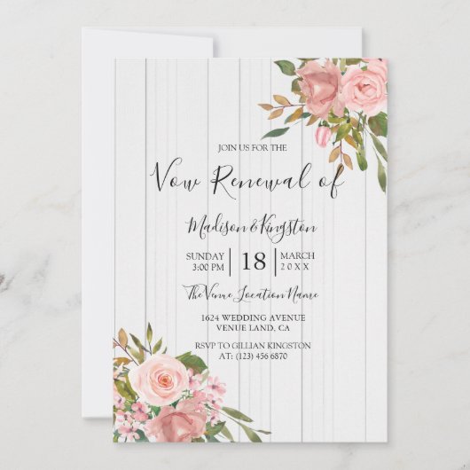 Blush Roos Gold White Wood Renewal Noite Kaart (Voorkant)