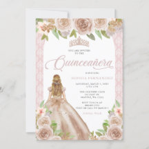 Blush Roos Goud Bloemen Prinses Tiara Quinceañera