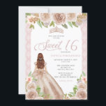 Blush Roos Goud Bloemen Prinses Tiara Sweet 16 Kaart<br><div class="desc">Blush Roos Goud Bloemen Prinses Tiara Sweet 16 Uitnodiging</div>