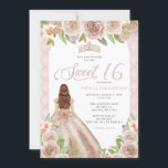Blush Roos Goud Bloemen Prinses Tiara Sweet 16 Kaart<br><div class="desc">Blush Roos Goud Bloemen Prinses Tiara Sweet 16 Uitnodiging</div>
