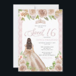 Blush Roos Goud Bloemen Prinses Tiara Sweet 16 Kaart<br><div class="desc">Blush Roos Goud Bloemen Prinses Tiara Sweet 16 Uitnodiging</div>