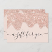 Blush roos goud glitter druppelt cadeaubon (Voorkant / Achterkant)