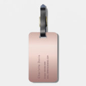 Blush roos goud glitter druppelt monogram naam bagagelabel (Achterkant verticaal)