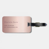 Blush roos goud glitter druppelt monogram naam bagagelabel (Achterkant horizontaal)