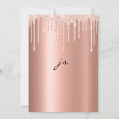Blush roos goud glitter druppelt script glam bruil kaart (Achterkant)