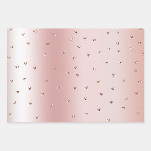 Blush Roos Goud Glitter Harten Kusjes Inpakpapier Vel (Voorkant 3)