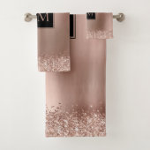 Blush Roos Goud Glitter Metallic Monogram Bad Handdoek (Insitu)