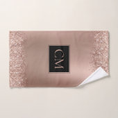 Blush Roos Goud Glitter Metallic Monogram Bad Handdoek (Handdoek)