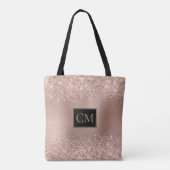 Blush Roos Goud Glitter Metallic Monogram Tote Bag (Achterkant)