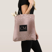 Blush Roos Goud Glitter Metallic Monogram Tote Bag (Dichtbij)