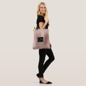Blush Roos Goud Glitter Metallic Monogram Tote Bag (Op model)