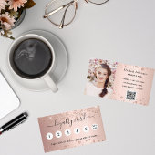 Blush roos goud glitter qr code foto business klantenkaartje