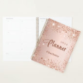 Blush roos goud glitter stof monogram 2023 planner (Display)