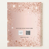 Blush roos goud glitter stof monogram 2023 planner (Achterkant)