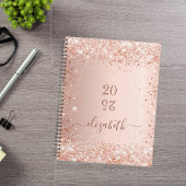 Blush roos goud glitter stof monogram naam 2026 planner