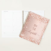 Blush roos goud glitter stof monogram naam 2026 planner (Display)