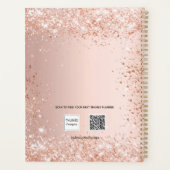 Blush roos goud glitter stof monogram naam 2026 planner (Achterkant)