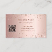 Blush roos goud glitter stof qr code business kortingskaartje (Achterkant)
