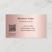Blush roos goud glitter stof qr code business kortingskaartje (Achterkant)