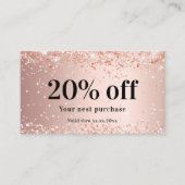 Blush roos goud glitter stof qr code business kortingskaartje (Voorkant)