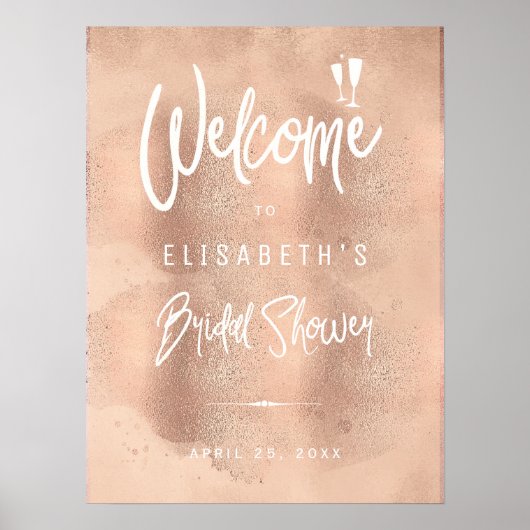Blush roos goud glitter vrijgezellenfeest welkomst poster (Voorkant)