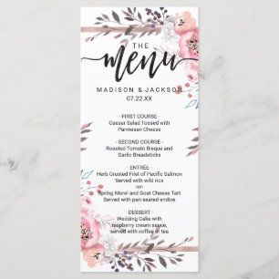 Blush & Roos Goud ingelijst Bloemen Bruiloft Menu