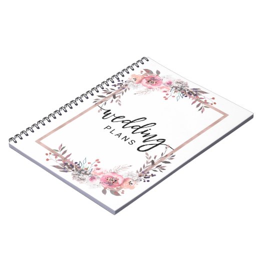 Blush & Roos Goud Ingelijste Bloemen Bruiloft Plan Notitieboek (Linkerzijde)