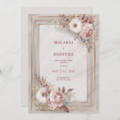 Blush Roos & Goud Lijst bruiloft Kaart (Voorkant / Achterkant)