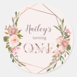 Blush & Roos Goud Meisje draaien EEN Ronde Sticker