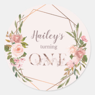 Blush & Roos Goud Meisje draaien EEN Ronde Sticker