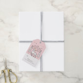 Blush Roos Goud Modern Elegant Rendier 's nachts Cadeaulabel (Met Touw)