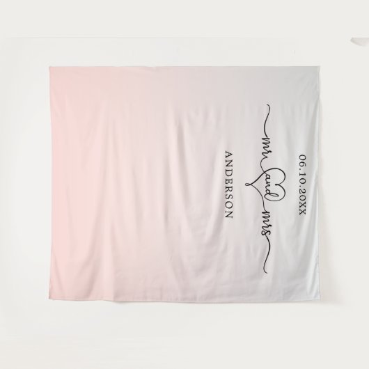 Blush roos goud roze meneer hart bruiloft wandkleed (Voorkant (horizontaal))